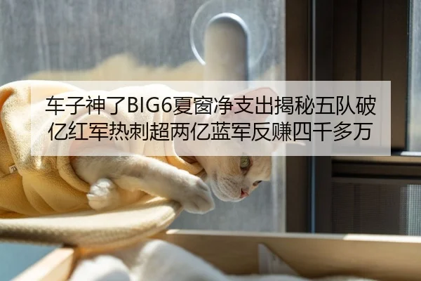 车子神了BIG6夏窗净支出揭秘五队破亿红军热刺超两亿蓝军反赚四千多万